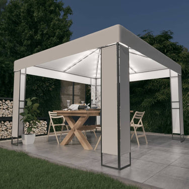 Vidaxl prieel met dubbel dak en led-lichtslinger 3x3 m wit