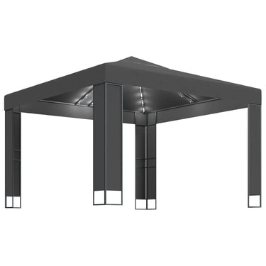 Vidaxl prieel met dubbel dak en led-lichtslinger 3x3 m antracietkleur