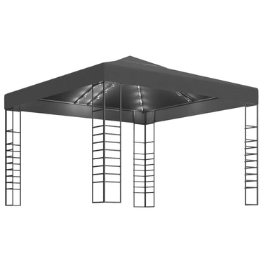 Vidaxl tuinpaviljoen met led-lichtslinger 3x3 m antracietkleurig