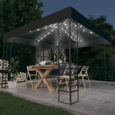 Vidaxl tuinpaviljoen met led-lichtslinger 3x3 m antracietkleurig