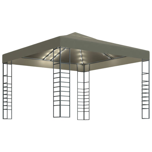 Vidaxl tuinpaviljoen met led-lichtslinger 3x3 m taupe