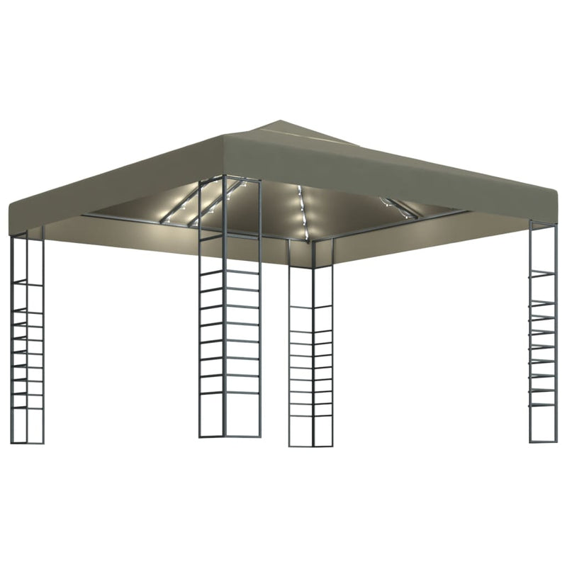 ギャラリービューアに画像をロードする, Vidaxl tuinpaviljoen met led-lichtslinger 3x3 m taupe

