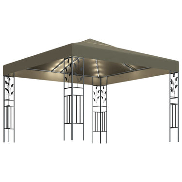 Vidaxl prieel met led-lichtslinger 3x3 m taupe