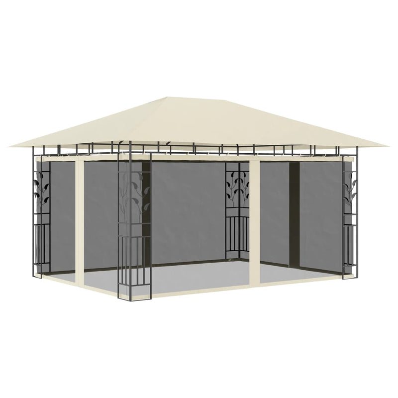 Load image into Gallery viewer, VidaXL Prieel met klamboe LED-lichtslinger 180 g m² 4x3x2,73 m crème
