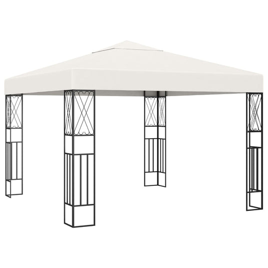 Vidaxl prieel met led-lichtslinger 3x3 m stof crèmekleurig