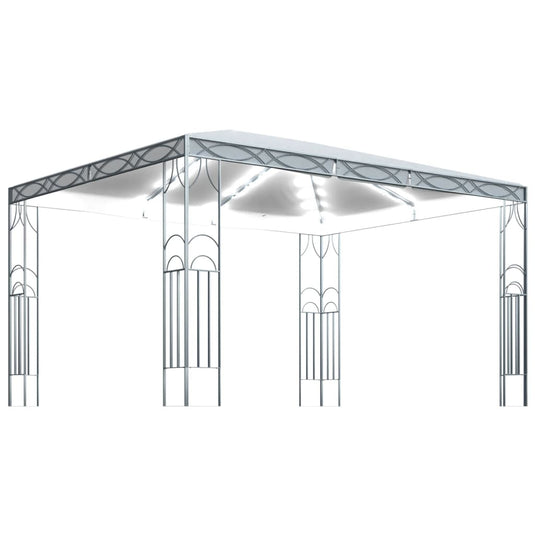 VidaXL Prieel met LED-lichtslinger 400x300 cm crèmekleurig