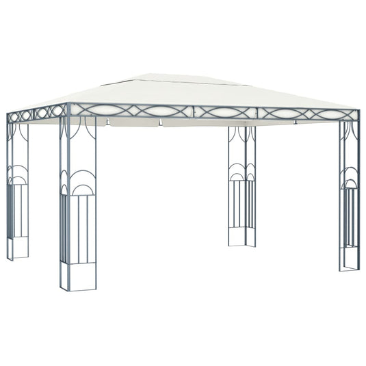 VidaXL Prieel met LED-lichtslinger 400x300 cm crèmekleurig