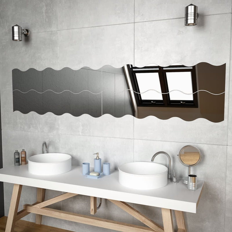 Load image into Gallery viewer, Vidaxl wandspiegels golfvormig 4 st 100x23 cm glas
