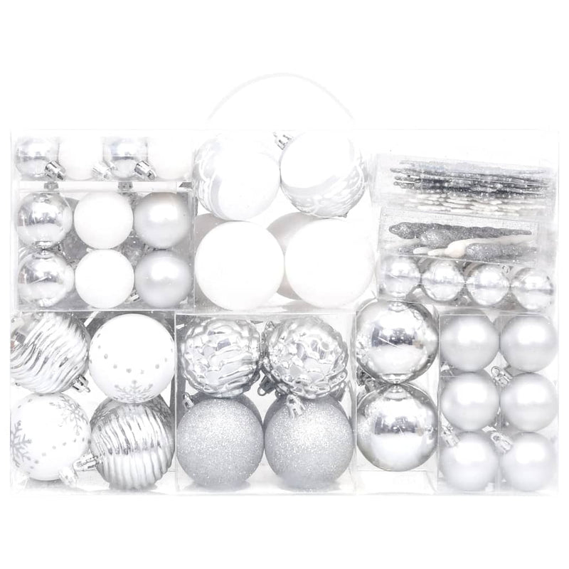 Load image into Gallery viewer, VidaXL 108-delige Kerstballenset zilver en wit
