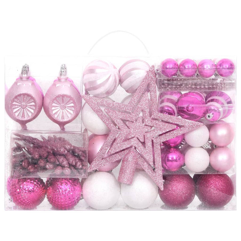 Load image into Gallery viewer, VidaXL 108-delige Kerstballenset wit en roze

