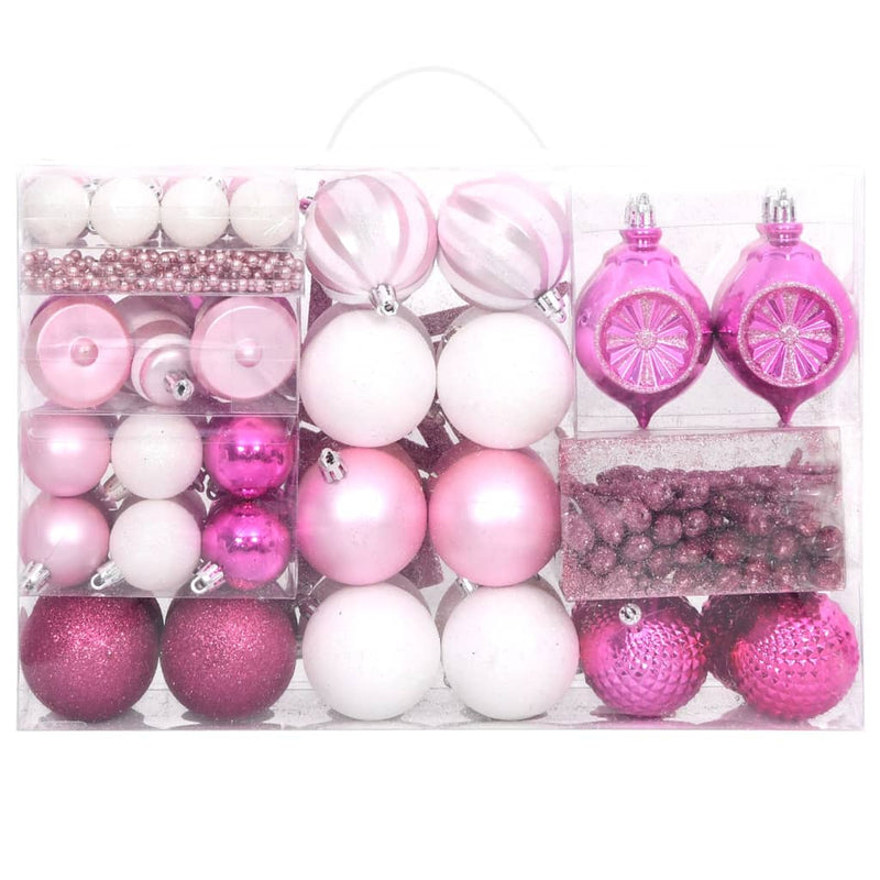 Load image into Gallery viewer, VidaXL 108-delige Kerstballenset wit en roze
