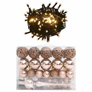 Vidaxl 60-delige kerstballenset met piek en 150 led's roségoud