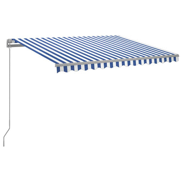 Vidaxl luifel handmatig uittrekbaar met led 300x250 cm blauw en wit