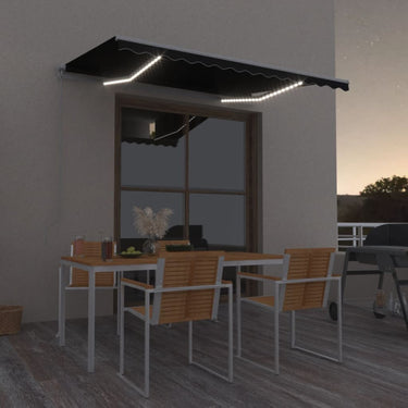 Vidaxl luifel handmatig uittrekbaar met led 350x250 cm antracietkleur