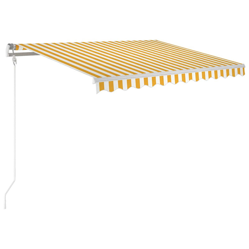 Afbeelding laden in galerijviewer, Vidaxl luifel automatisch met led en windsensor 350x250 cm geel en wit
