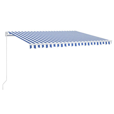 Vidaxl luifel handmatig uittrekbaar met led 400x300 cm blauw en wit