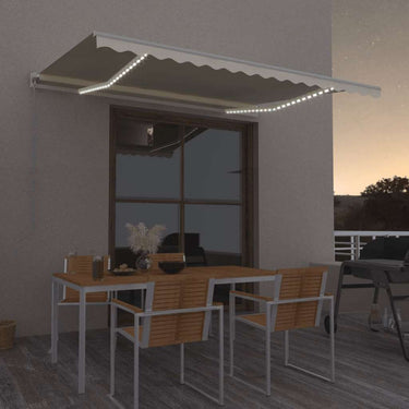 Vidaxl luifel handmatig uittrekbaar met led 400x300 cm crèmekleurig