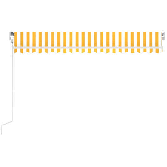 VidaXL Luifel automatisch met LED en windsensor 400x300 cm geel en wit