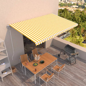 VidaXL Luifel automatisch uittrekbaar 500x300 cm geel en wit