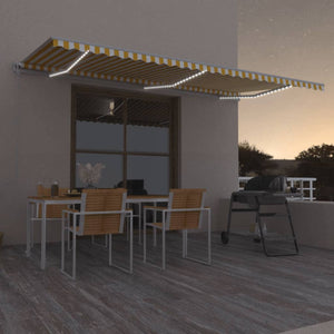 VidaXL Luifel automatisch met LED en windsensor 600x300 cm geel en wit
