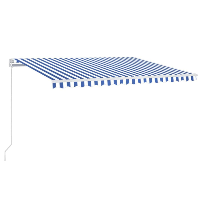 Load image into Gallery viewer, VidaXL Luifel handmatig uittrekbaar met LED 400x350 cm blauw en wit
