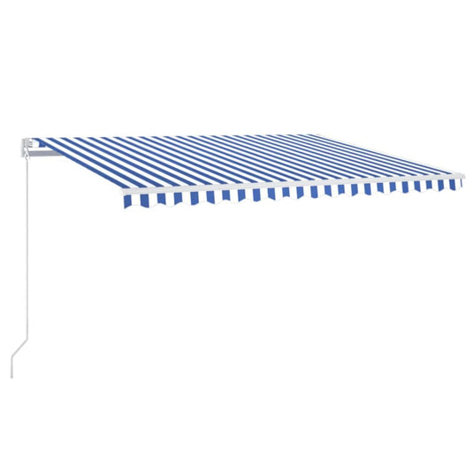 VidaXL Luifel handmatig uittrekbaar met LED 400x350 cm blauw en wit