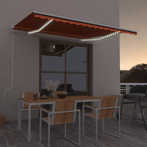 VidaXL Luifel automatisch met LED windsensor 400x350 cm oranje bruin
