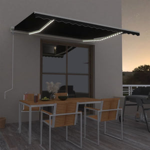 VidaXL Luifel automatisch met LED en windsensor 450x350 cm antraciet