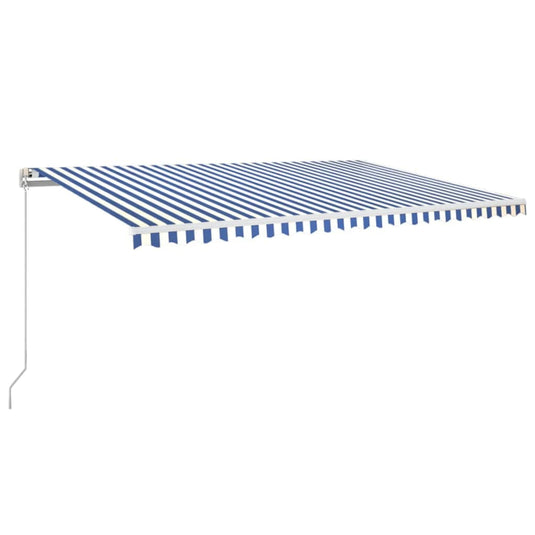 VidaXL Luifel handmatig uittrekbaar met LED 500x350 cm blauw en wit