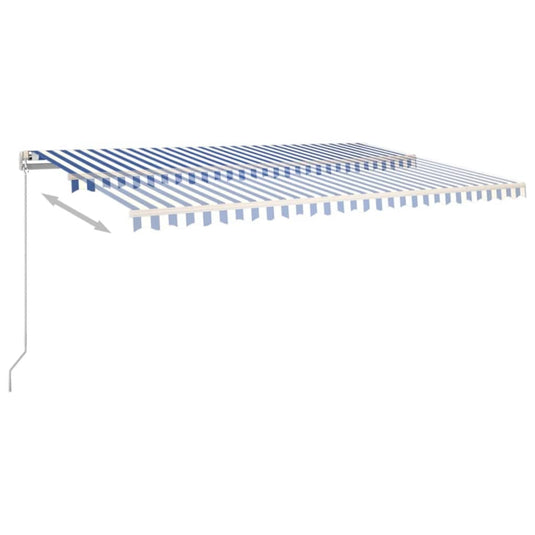 VidaXL Luifel handmatig uittrekbaar met LED 500x350 cm blauw en wit