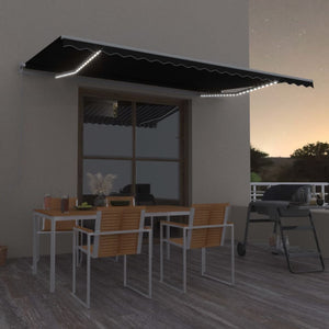 VidaXL Luifel handmatig uittrekbaar met LED 500x350 cm antracietkleur