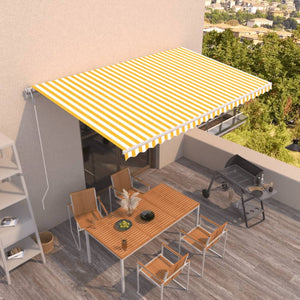 VidaXL Luifel automatisch uittrekbaar 500x350 cm geel en wit