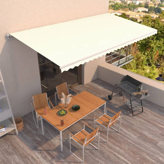 VidaXL Luifel handmatig uittrekbaar 600x350 cm crèmekleurig
