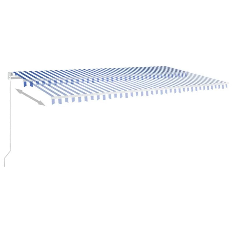 Load image into Gallery viewer, VidaXL Luifel handmatig uittrekbaar met LED 600x350 cm blauw en wit
