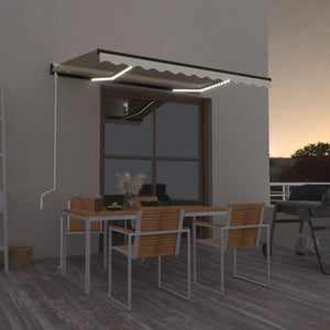 VidaXL Luifel automatisch met LED en windsensor 350x250 cm crèmekleur