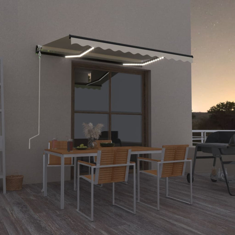 Load image into Gallery viewer, VidaXL Luifel automatisch met LED en windsensor 350x250 cm crèmekleur
