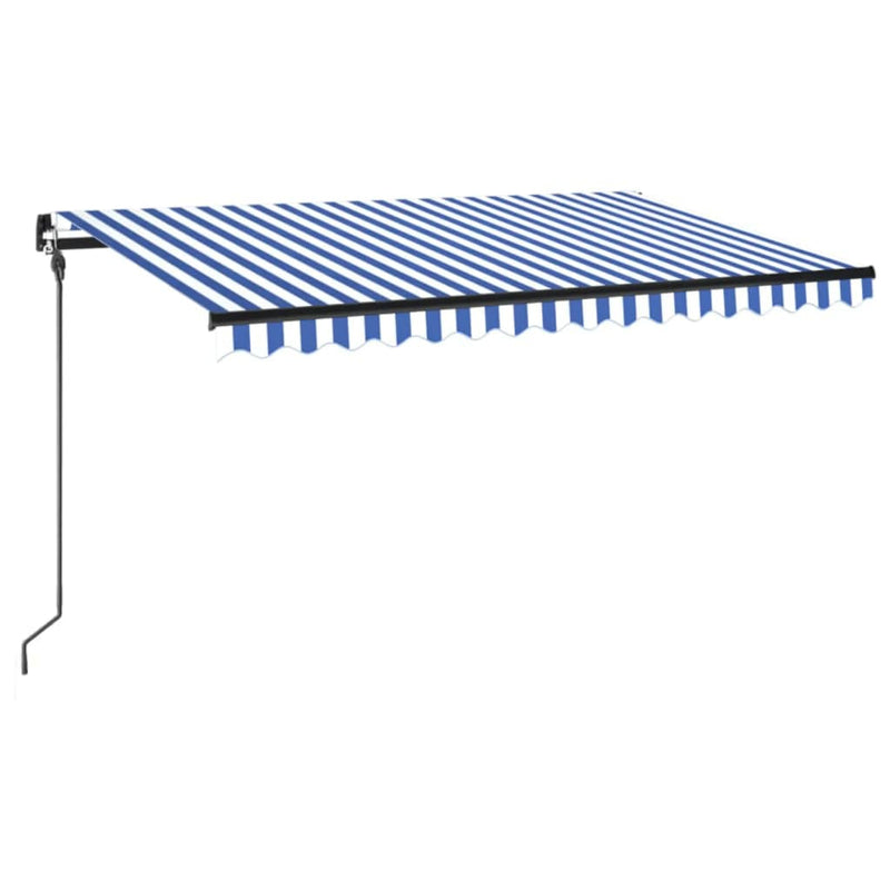 Cargue la imagen en el visor de la galería, Vidaxl luifel handmatig uittrekbaar met led 400x300 cm blauw en wit
