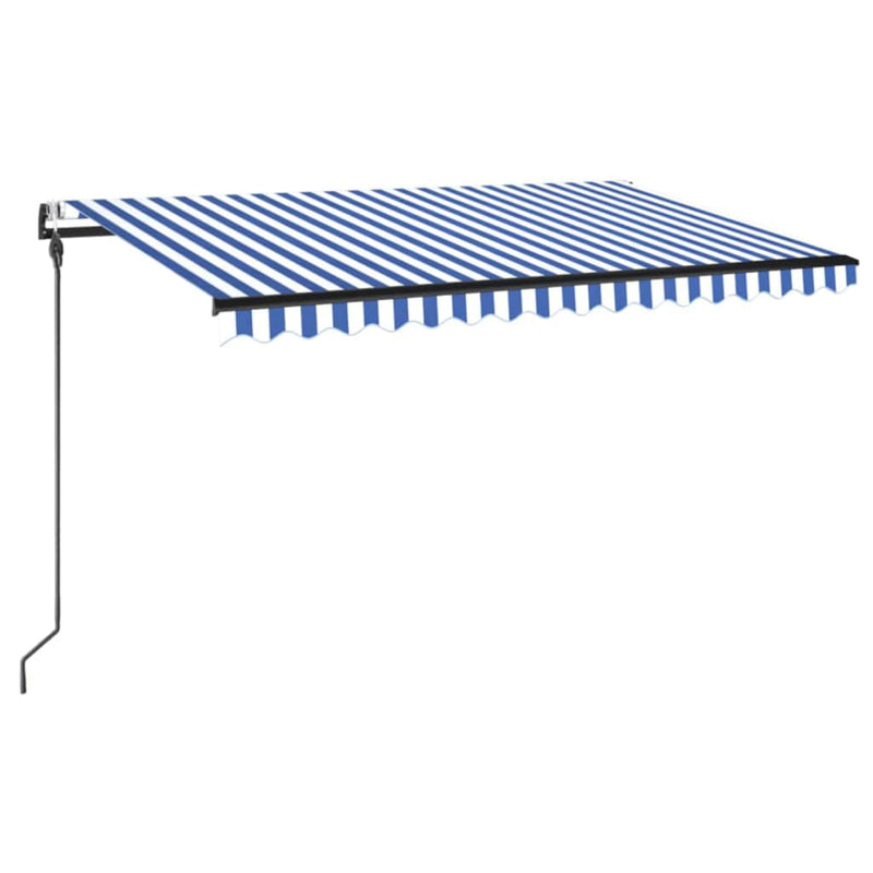 Load image into Gallery viewer, VidaXL Luifel automatisch met LED en windsensor 450x300 cm blauw wit
