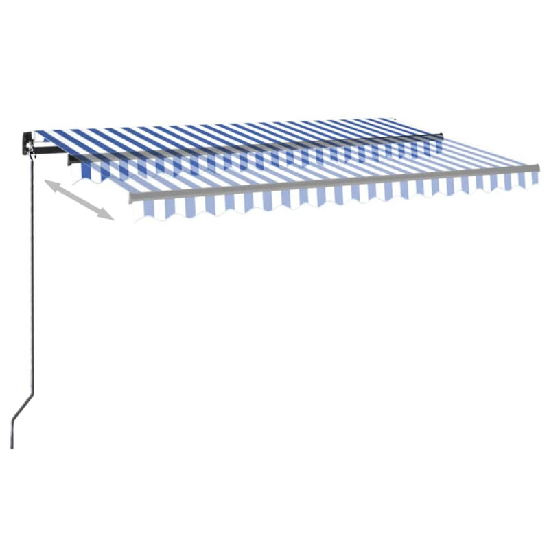 Load image into Gallery viewer, VidaXL Luifel automatisch met LED en windsensor 450x300 cm blauw wit
