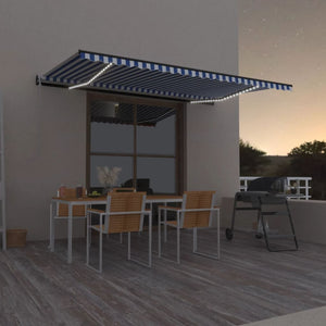 VidaXL Luifel automatisch met LED en windsensor 500x350 cm blauw wit