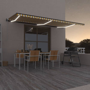 VidaXL Luifel automatisch met LED en windsensor 600x350 cm geel en wit