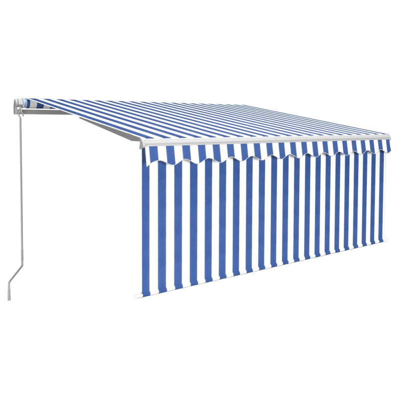 Load image into Gallery viewer, Vidaxl luifel handmatig uittrekbaar rolgordijn led 3x2,5 m blauw wit

