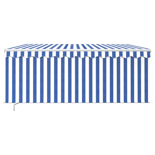 Vidaxl luifel handmatig uittrekbaar rolgordijn led 3x2,5 m blauw wit