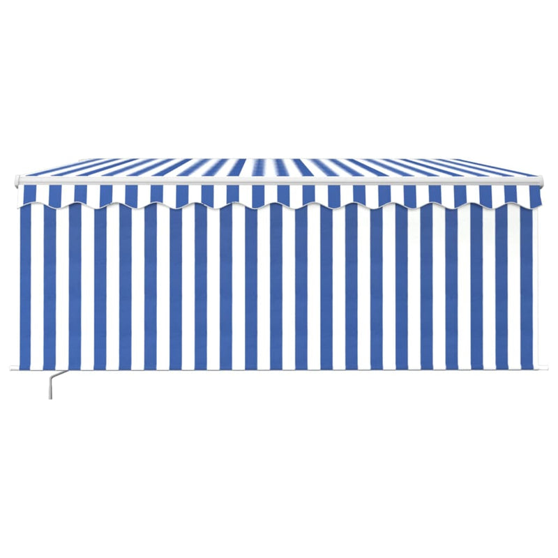 Load image into Gallery viewer, Vidaxl luifel handmatig uittrekbaar rolgordijn led 3,5x2,5 m blauw wit
