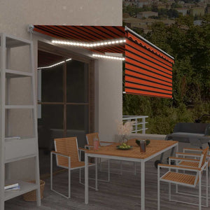 Vidaxl luifel handmatig uittrekbaar gordijn led 3,5x2,5 m oranje bruin
