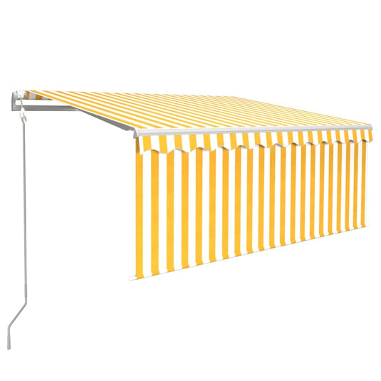 Vidaxl luifel met rolgordijn, led en windsensor 3,5x2,5 m geel en wit