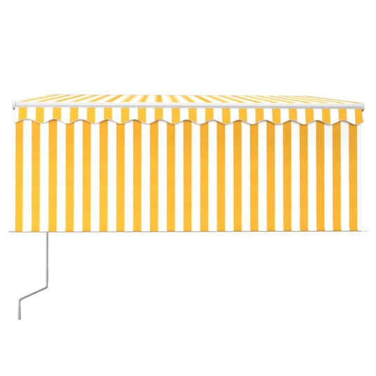 Vidaxl luifel met rolgordijn, led en windsensor 3,5x2,5 m geel en wit