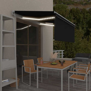 Vidaxl luifel met rolgordijn, led en windsensor 3,5x2,5 m antraciet