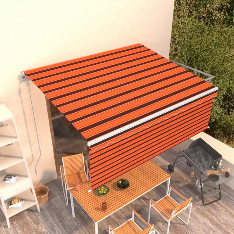 Load image into Gallery viewer, VidaXL Luifel automatisch uittrekbaar rolgordijn 4x3 m oranje bruin
