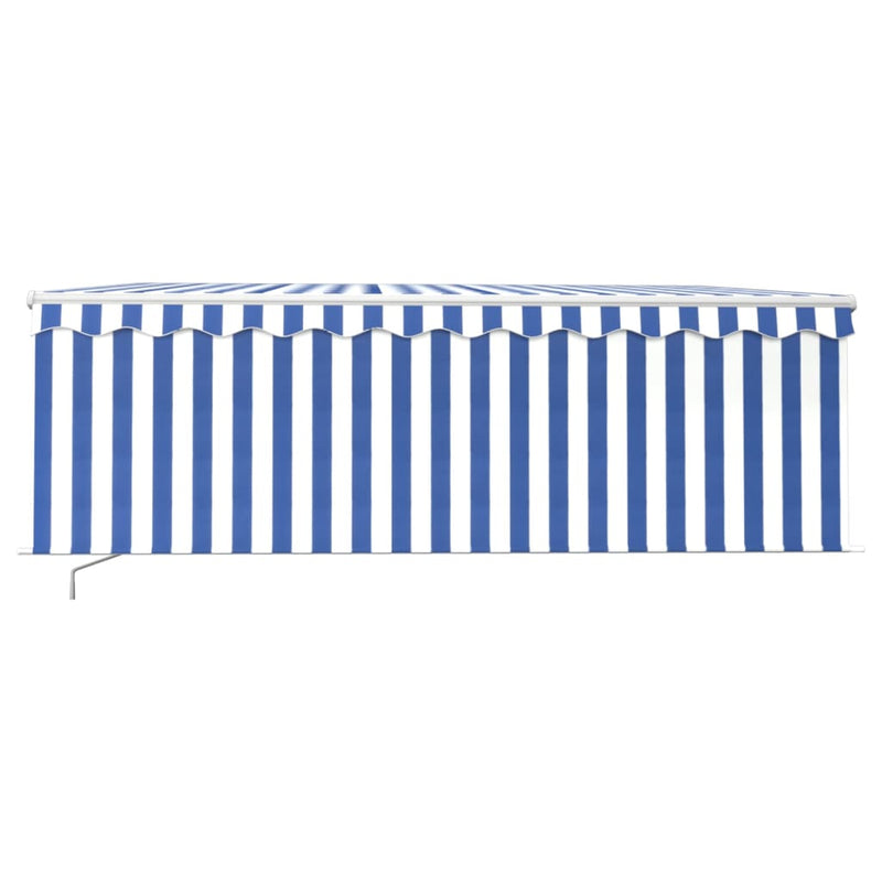 Load image into Gallery viewer, VidaXL Luifel handmatig uittrekbaar met rolgordijn 4,5x3 m blauw wit
